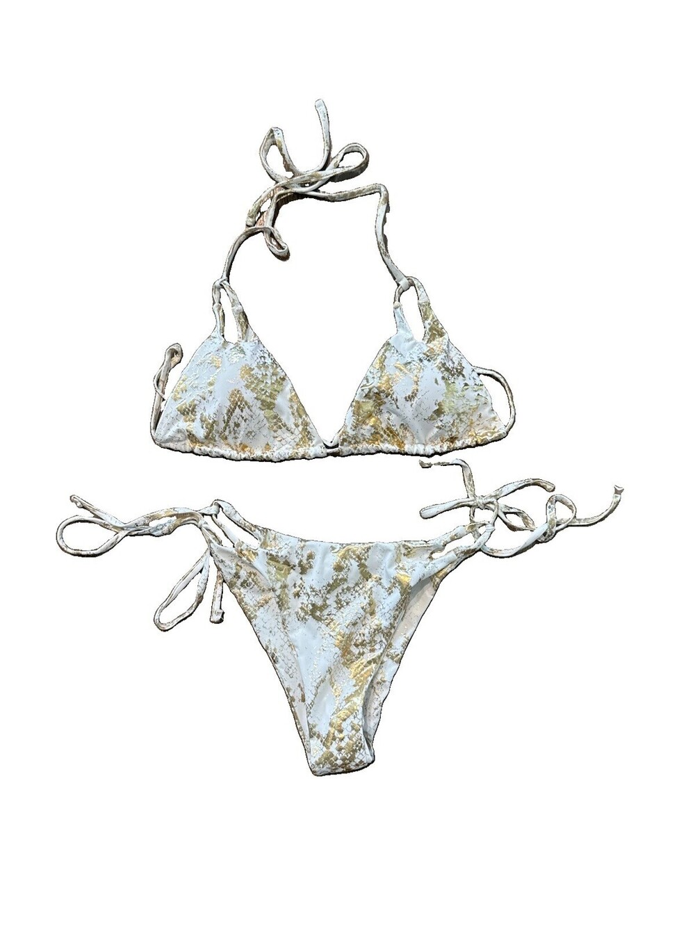 Bikini | Women’s | Medium | White, Gold | Metallic | Snake Print